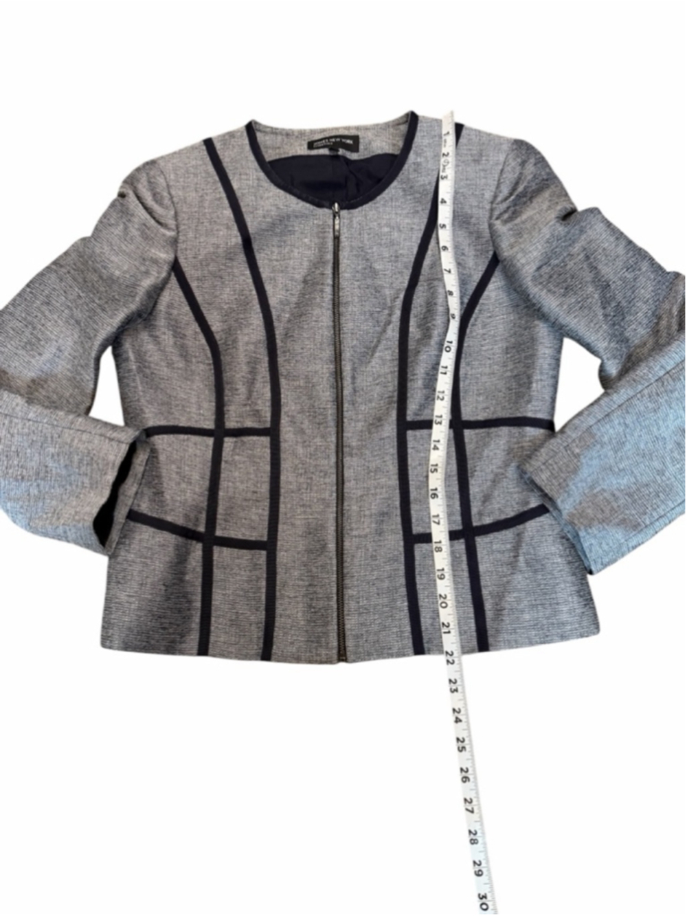 Jones New York Grey Zip Blazer Jacket Size 6 Structured Career - Picture 8 of 11